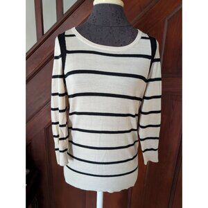 Ann Taylor Loft Womens Striped Lace Detail Sweater Top Size S